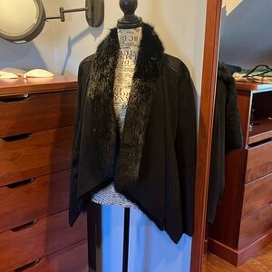 BCBG black Fur Wrap